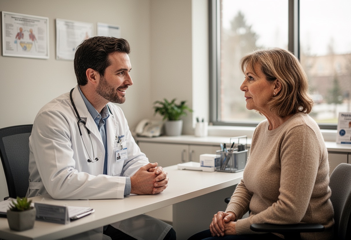 Doctor talking to female patient